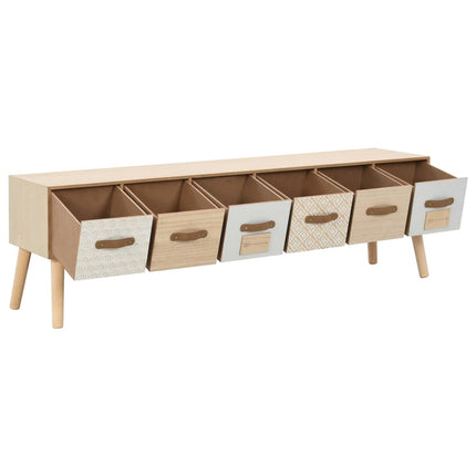 Meuble Tv Avec 6 Tiroirs 130X30X40 Cm Bois De Pin Massif