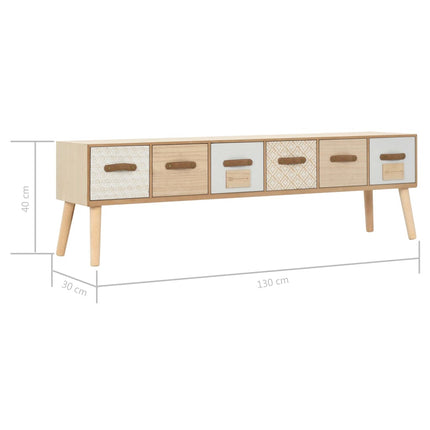 Meuble Tv Avec 6 Tiroirs 130X30X40 Cm Bois De Pin Massif