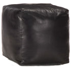 Pouf 40 X 40 X 40 Cm Brun Roux Cuir Véritable De Chèvre