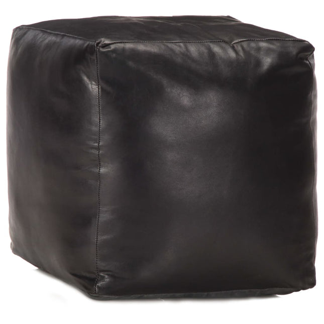 Pouf 40 X 40 X 40 Cm Brun Roux Cuir Véritable De Chèvre