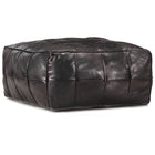 Pouf 60 X 60 X 30 Cm Brun Roux Cuir Véritable De Chèvre