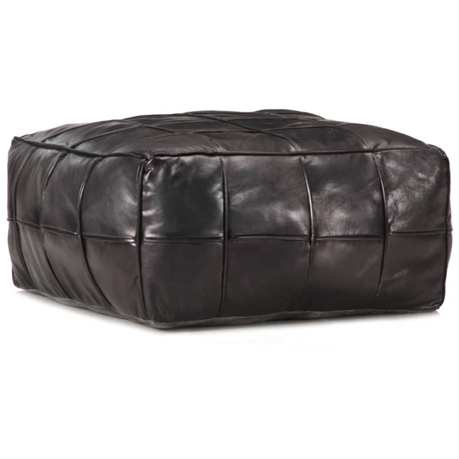 Pouf 60 X 60 X 30 Cm Brun Roux Cuir Véritable De Chèvre