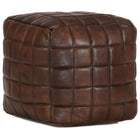 Pouf 40 X 40 X 40 Cm Brun Roux Cuir Véritable De Chèvre