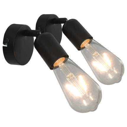 Projecteur 2 Pcs Avec Ampoules À Filament 2W E27 Noir