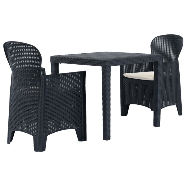 Ensemble De Bistro 3 Pcs Plastique Aspect De Rotin