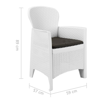 Ensemble À Manger D'extérieur 9Pcs Plastique Blanc Aspect Rotin