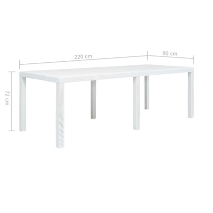 Ensemble À Manger D'extérieur 9Pcs Plastique Blanc Aspect Rotin