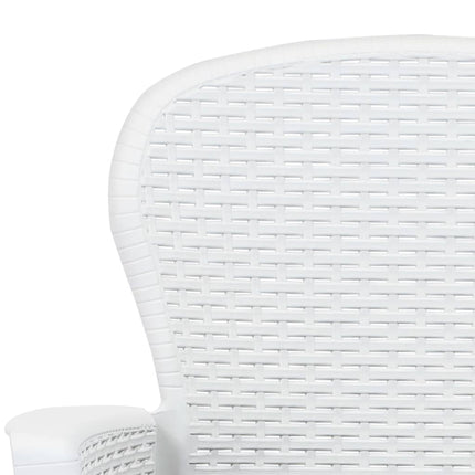 Ensemble À Manger D'extérieur 9Pcs Plastique Blanc Aspect Rotin