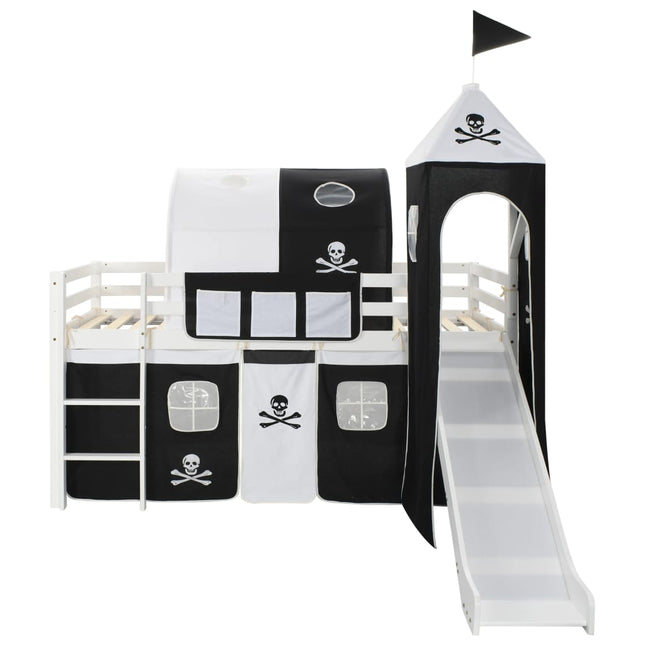 Lit Mezzanine D'enfants Avec Toboggan Et Échelle Pin 97X208 Cm