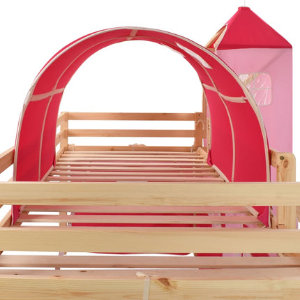 Lit Mezzanine D'enfants Avec Toboggan Et Échelle Pin 208X230 Cm