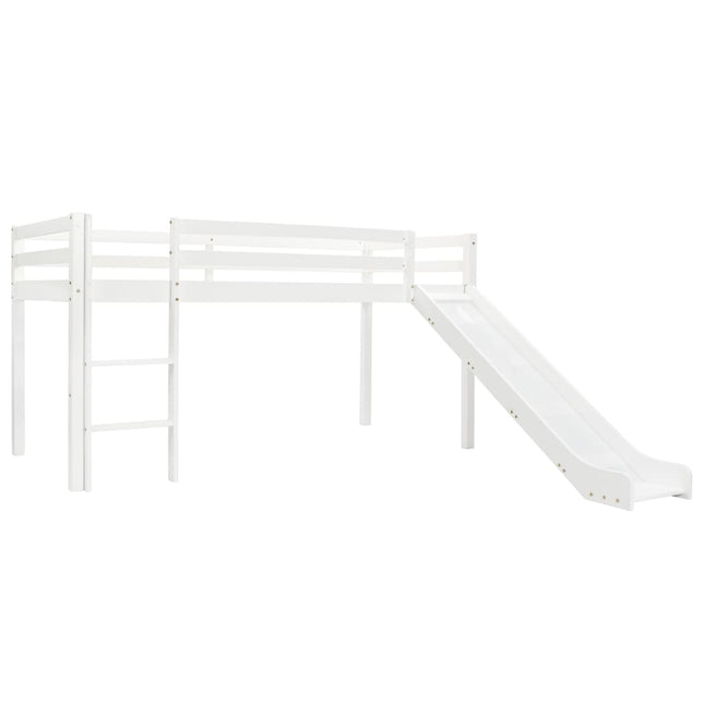 Lit Mezzanine D'enfants Toboggan Et Échelle Bois Pin 97X208 Cm