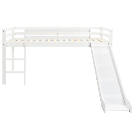 Lit Mezzanine D'enfants Toboggan Et Échelle Bois Pin 97X208 Cm