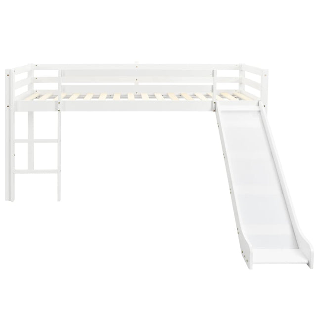 Lit Mezzanine D'enfants Toboggan Et Échelle Bois Pin 97X208 Cm