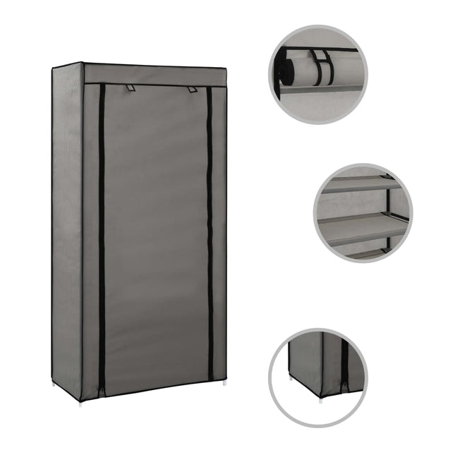 Armoire À Chaussures Avec Housse Tissu Gris
