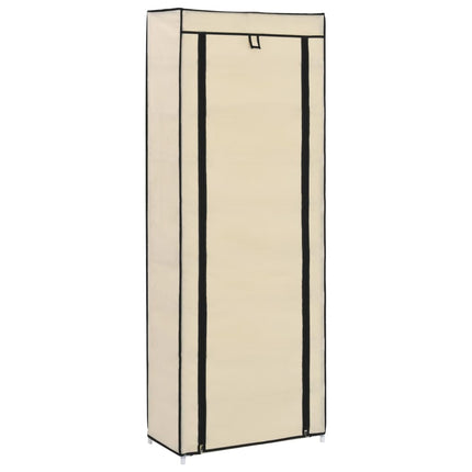 Armoire À Chaussures Avec Housse 57X29X162 Cm Tissu Crème