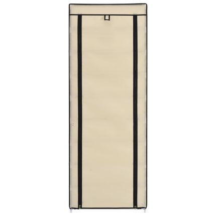 Armoire À Chaussures Avec Housse 57X29X162 Cm Tissu Crème