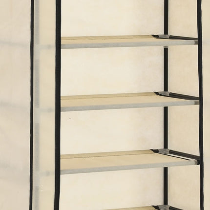Armoire À Chaussures Avec Housse 57X29X162 Cm Tissu Crème