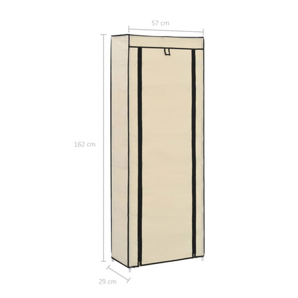 Armoire À Chaussures Avec Housse 57X29X162 Cm Tissu Crème