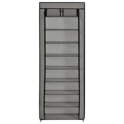 Armoire À Chaussures Avec Housse 57X29X162 Cm Tissu Gris