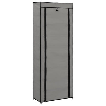 Armoire À Chaussures Avec Housse 57X29X162 Cm Tissu Gris