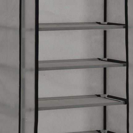 Armoire À Chaussures Avec Housse 57X29X162 Cm Tissu Gris