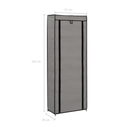 Armoire À Chaussures Avec Housse 57X29X162 Cm Tissu Gris