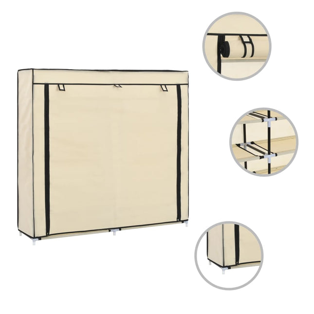 Armoire À Chaussures Avec Housse Tissu Crème