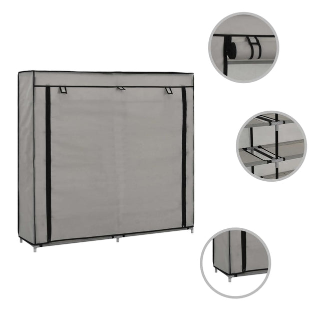 Armoire À Chaussures Avec Housse Tissu Gris