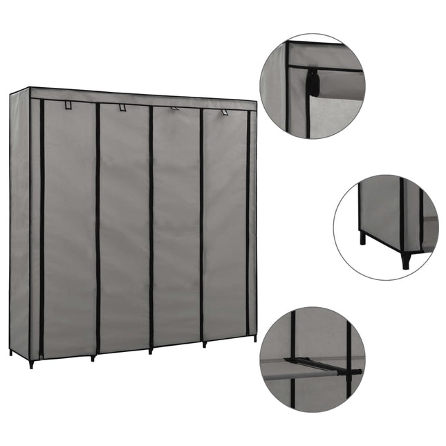 Garde-Robe Avec 4 Compartiments 175X45X170 Cm