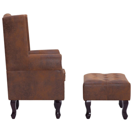 Fauteuil Chesterfield Et Repose-Pieds Similicuir Daim