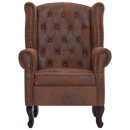 Fauteuil Chesterfield Et Repose-Pieds Similicuir Daim