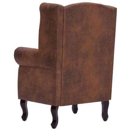 Fauteuil Chesterfield Et Repose-Pieds Similicuir Daim