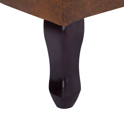 Fauteuil Chesterfield Et Repose-Pieds Similicuir Daim