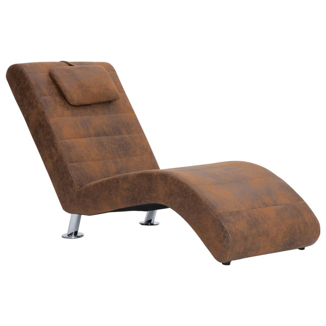 Chaise Longue Avec Oreiller Similicuir Daim