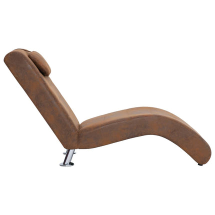 Chaise Longue Avec Oreiller Similicuir Daim