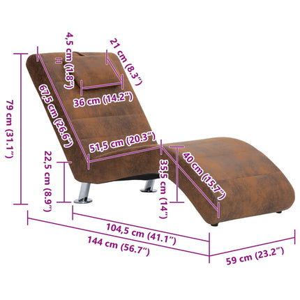 Chaise Longue Avec Oreiller Similicuir Daim