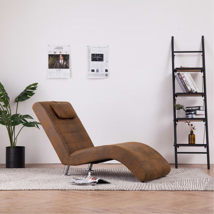 Chaise Longue Avec Oreiller Similicuir Daim