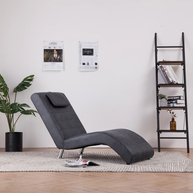 Chaise Longue Avec Oreiller Similicuir Daim