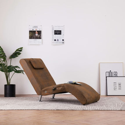 Chaise Longue De Massage Avec Oreiller Similicuir Daim
