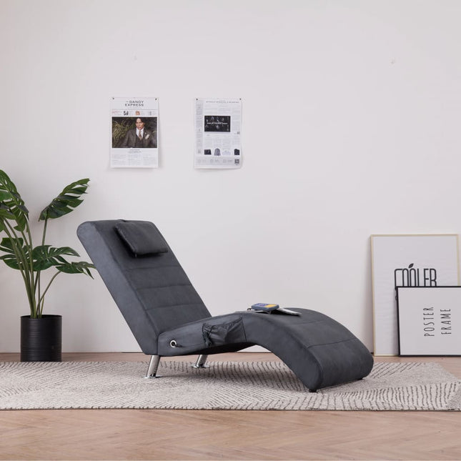 Chaise Longue De Massage Avec Oreiller Similicuir Daim
