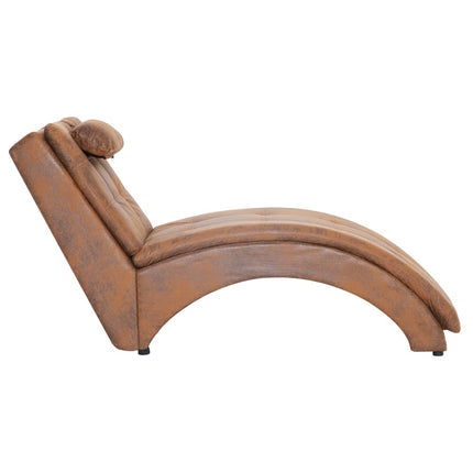 Chaise Longue Avec Oreiller Similicuir Daim