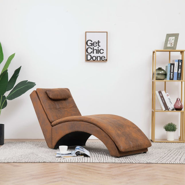 Chaise Longue Avec Oreiller Similicuir Daim