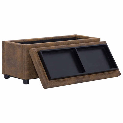 Pouf De Rangement 87,5 Cm Similicuir Daim