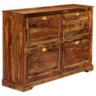 Armoire À Chaussures 140 X 35  X 90 Cm Bois Massif De Sesham