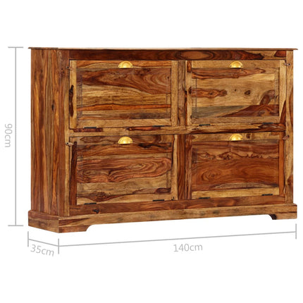 Armoire À Chaussures 140 X 35  X 90 Cm Bois Massif De Sesham