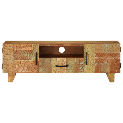 Meuble Tv Sculpté À La Main 120X30X40 Cm Bois De Récupération