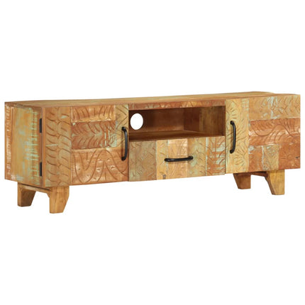 Meuble Tv Sculpté À La Main 120X30X40 Cm Bois De Récupération