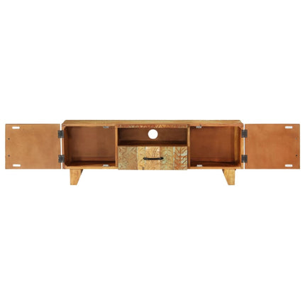 Meuble Tv Sculpté À La Main 120X30X40 Cm Bois De Récupération