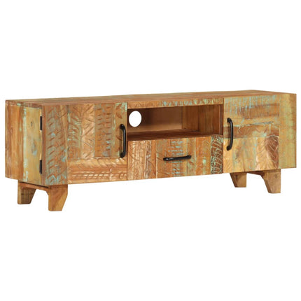 Meuble Tv Sculpté À La Main 120X30X40 Cm Bois De Récupération