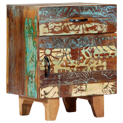 Table De Chevet Sculptée À La Main 40X30X50Cm Bois Récupération
